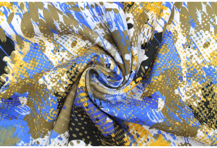 Tissu Gabardine Viscose Imprimé Graff Bleu de Qualité, Tissu au mètre, Tissu pas cher - Alltissus.com