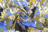 Tissu Gabardine Viscose Imprimé Graff Bleu de Qualité, Tissu au mètre, Tissu pas cher - Alltissus.com
