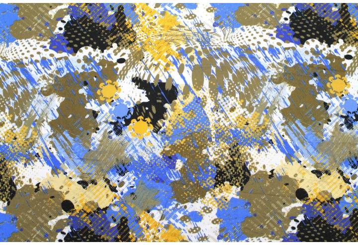 Tissu Gabardine Viscose Imprimé Graff Bleu de Qualité, Tissu au mètre, Tissu pas cher - Alltissus.com