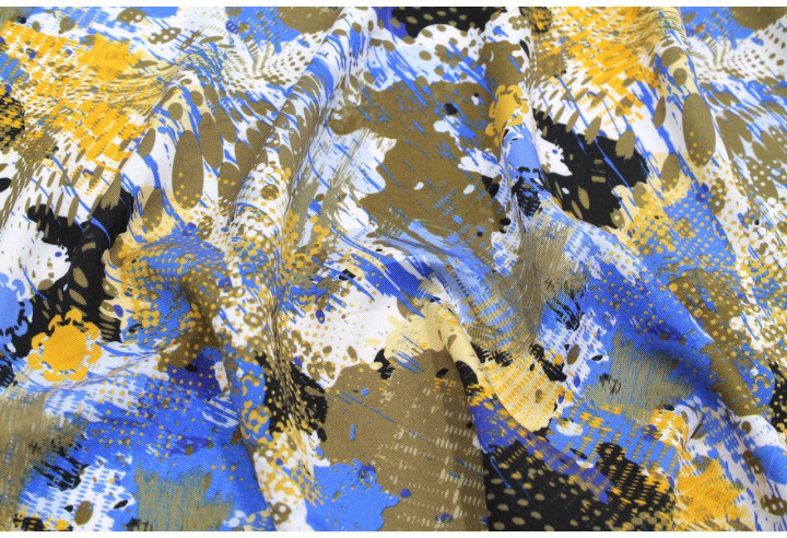 Tissu Gabardine Viscose Imprimé Graff Bleu de Qualité, Tissu au mètre, Tissu pas cher - Alltissus.com