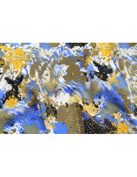 Tissu Gabardine Viscose Imprimé Graff Bleu de Qualité, Tissu au mètre, Tissu pas cher - Alltissus.com
