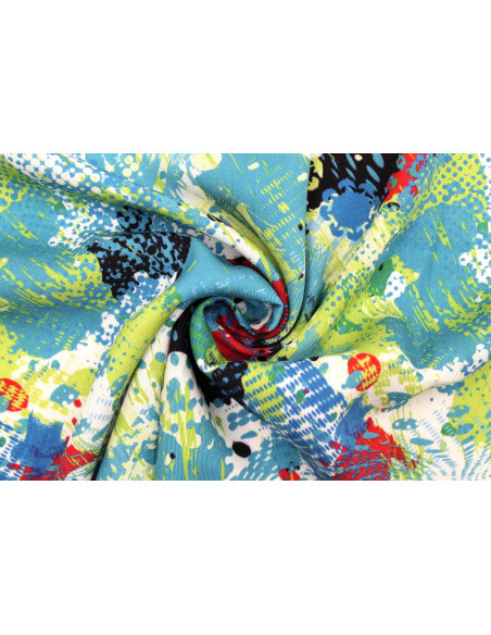 Tissu Gabardine Viscose Imprimé Graff Turquoise de Qualité, Tissu au mètre, Tissu pas cher - Alltissus.com