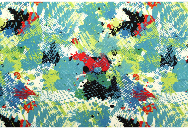 Tissu Gabardine Viscose Imprimé Graff Turquoise de Qualité, Tissu au mètre, Tissu pas cher - Alltissus.com