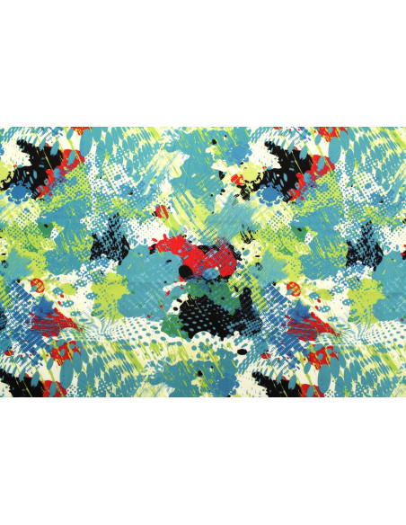 Tissu Gabardine Viscose Imprimé Graff Turquoise de Qualité, Tissu au mètre, Tissu pas cher - Alltissus.com