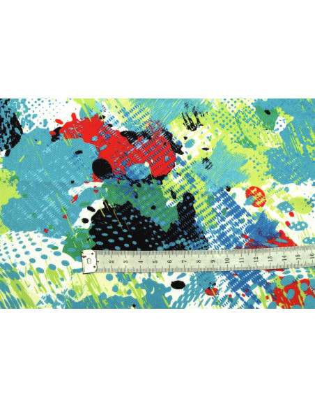 Tissu Gabardine Viscose Imprimé Graff Turquoise de Qualité, Tissu au mètre, Tissu pas cher - Alltissus.com