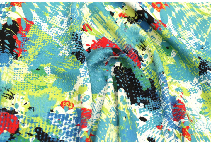Tissu Gabardine Viscose Imprimé Graff Turquoise de Qualité, Tissu au mètre, Tissu pas cher - Alltissus.com