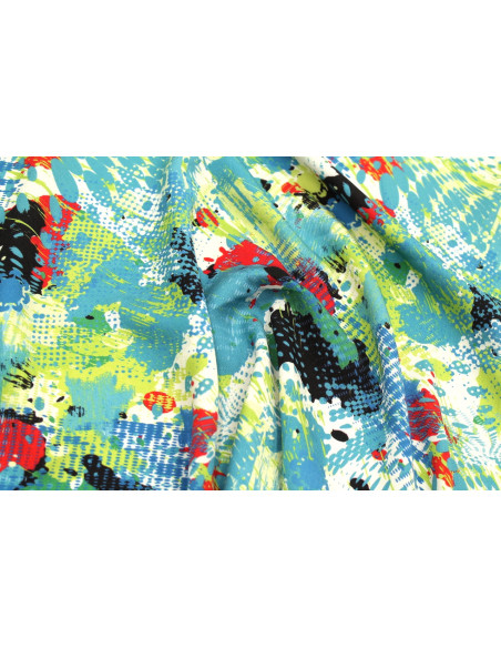 Tissu Gabardine Viscose Imprimé Graff Turquoise de Qualité, Tissu au mètre, Tissu pas cher - Alltissus.com