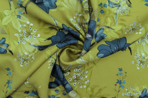 Tissu Gabardine Viscose Imprimé Fleur Délys Pistache de Qualité, Tissu au mètre, Tissu pas cher - Alltissus.com