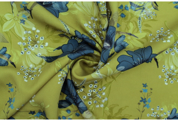 Tissu Gabardine Viscose Imprimé Fleur Délys Pistache de Qualité, Tissu au mètre, Tissu pas cher - Alltissus.com