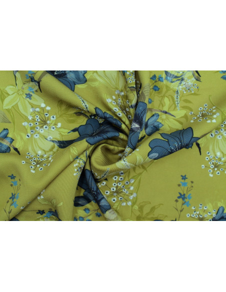 Tissu Gabardine Viscose Imprimé Fleur Délys Pistache de Qualité, Tissu au mètre, Tissu pas cher - Alltissus.com