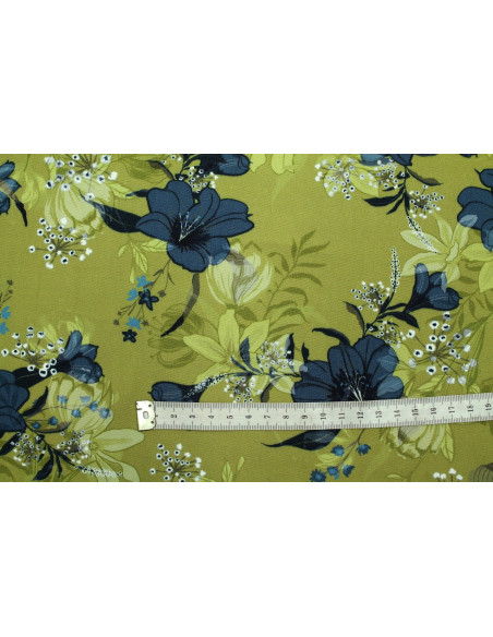 Tissu Gabardine Viscose Imprimé Fleur Délys Pistache de Qualité, Tissu au mètre, Tissu pas cher - Alltissus.com