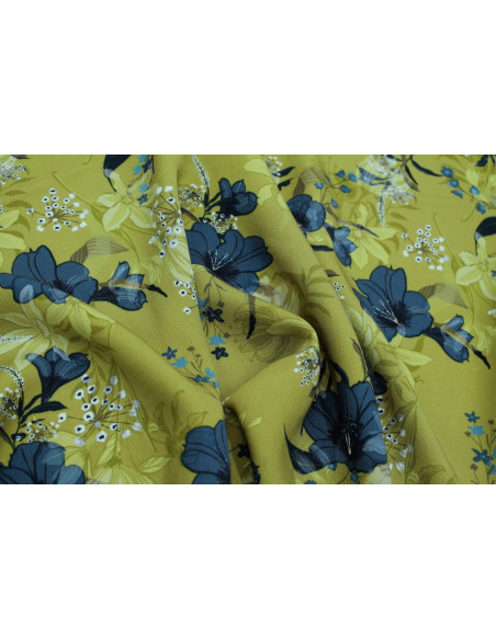 Tissu Gabardine Viscose Imprimé Fleur Délys Pistache de Qualité, Tissu au mètre, Tissu pas cher - Alltissus.com