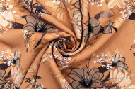 Tissu Gabardine Viscose Imprimé Fleur Délys Orange de Qualité, Tissu au mètre, Tissu pas cher - Alltissus.com