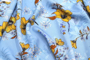 Tissu Gabardine Viscose Imprimé Fleur Délys Ciel de Qualité, Tissu au mètre, Tissu pas cher - Alltissus.com 2