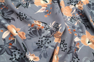 Tissu Gabardine Viscose Imprimé Fleur Délys Gris de Qualité, Tissu au mètre, Tissu pas cher - Alltissus.com 2