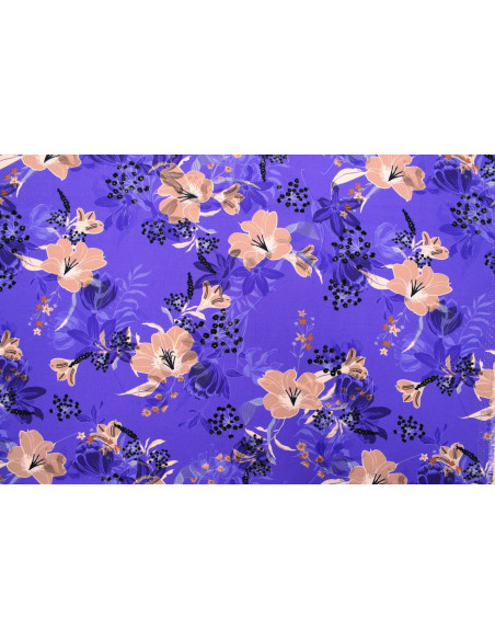 Tissu Gabardine Viscose Imprimé Fleur Délys Violine de Qualité, Tissu au mètre, Tissu pas cher - Alltissus.com