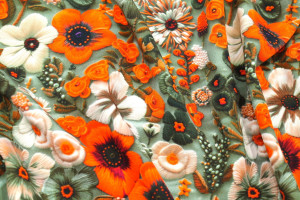 Tissu Gabardine Viscose Imprimé Fleur Chic Orange de Qualité, Tissu au mètre, Tissu pas cher - Alltissus.com 2