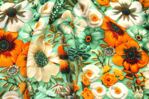 Tissu Gabardine Viscose Imprimé Fleur Chic Vert de Qualité, Tissu au mètre, Tissu pas cher - Alltissus.com 2