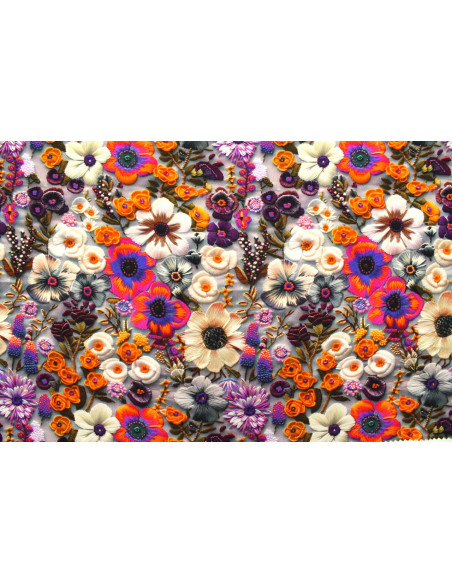 Tissu Gabardine Viscose Imprimé Fleur Chic Violet de Qualité, Tissu au mètre, Tissu pas cher - Alltissus.com