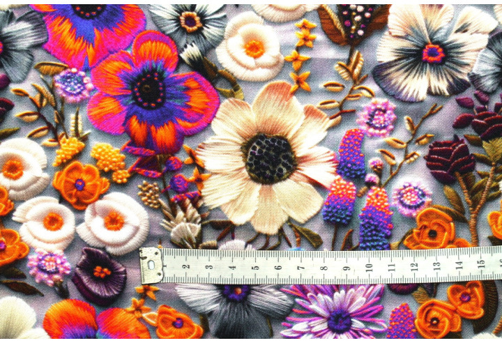 Tissu Gabardine Viscose Imprimé Fleur Chic Violet de Qualité, Tissu au mètre, Tissu pas cher - Alltissus.com