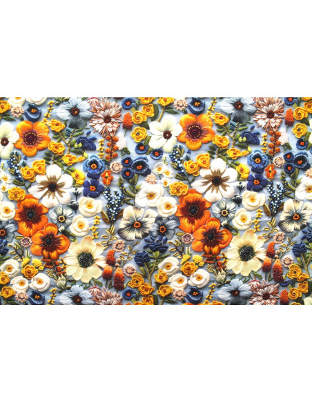 Tissu Gabardine Viscose Imprimé Fleur Chic Gris de Qualité, Tissu au mètre, Tissu pas cher - Alltissus.com