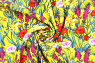 Tissu Gabardine Viscose Imprimé Fleur Stary Jaune de Qualité, Tissu au mètre, Tissu pas cher - Alltissus.com