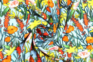 Tissu Gabardine Viscose Imprimé Fleur Stary Bleu de Qualité, Tissu au mètre, Tissu pas cher - Alltissus.com