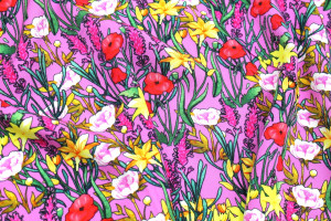 Tissu Gabardine Viscose Imprimé Fleur Stary Rose de Qualité, Tissu au mètre, Tissu pas cher - Alltissus.com 2