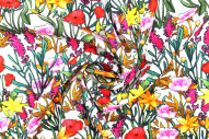 Tissu Gabardine Viscose Imprimé Fleur Stary Blanc de Qualité, Tissu au mètre, Tissu pas cher - Alltissus.com