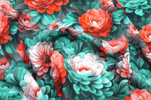 Tissu Gabardine Viscose Imprimé Fleur Rosa Rouge de Qualité, Tissu au mètre, Tissu pas cher - Alltissus.com 2