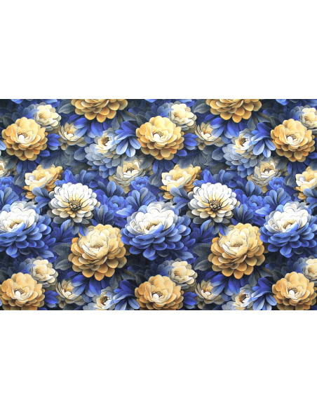 Tissu Gabardine Viscose Imprimé Fleur Rosa Marine de Qualité, Tissu au mètre, Tissu pas cher - Alltissus.com