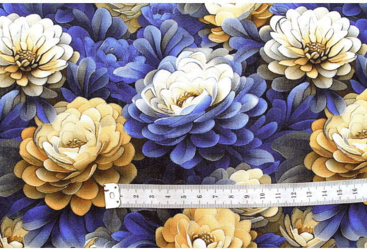 Tissu Gabardine Viscose Imprimé Fleur Rosa Marine de Qualité, Tissu au mètre, Tissu pas cher - Alltissus.com