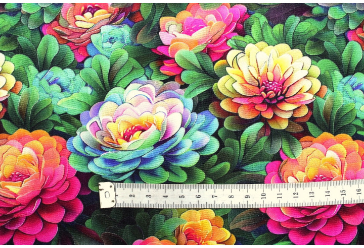Tissu Gabardine Viscose Imprimé Fleur Rosa Fuchsia de Qualité, Tissu au mètre, Tissu pas cher - Alltissus.com