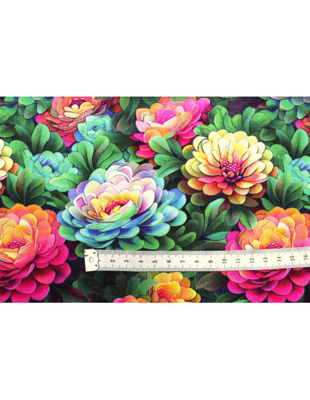 Tissu Gabardine Viscose Imprimé Fleur Rosa Fuchsia de Qualité, Tissu au mètre, Tissu pas cher - Alltissus.com