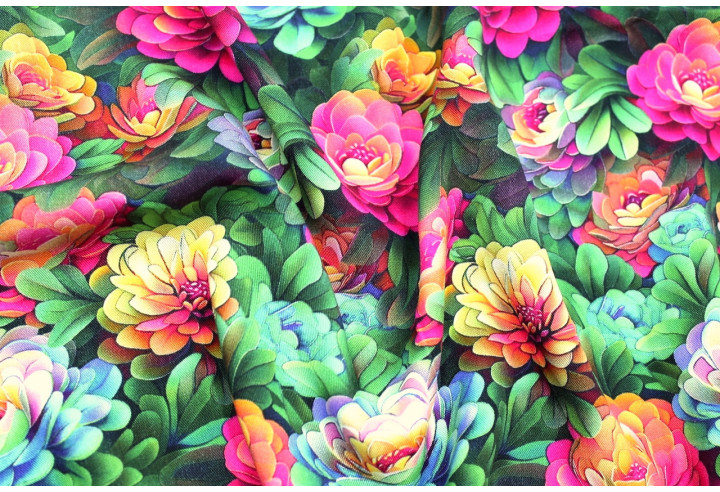 Tissu Gabardine Viscose Imprimé Fleur Rosa Fuchsia de Qualité, Tissu au mètre, Tissu pas cher - Alltissus.com