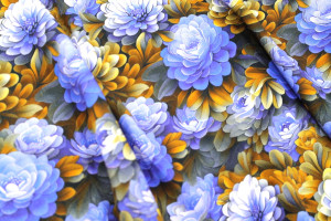 Tissu Gabardine Viscose Imprimé Fleur Rosa Violine de Qualité, Tissu au mètre, Tissu pas cher - Alltissus.com 2