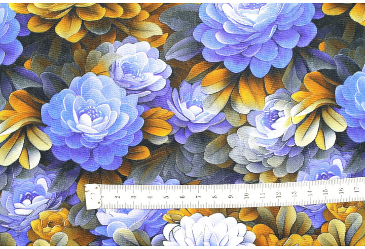 Tissu Gabardine Viscose Imprimé Fleur Rosa Violine de Qualité, Tissu au mètre, Tissu pas cher - Alltissus.com