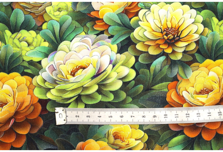 Tissu Gabardine Viscose Imprimé Fleur Rosa Vert de Qualité, Tissu au mètre, Tissu pas cher - Alltissus.com