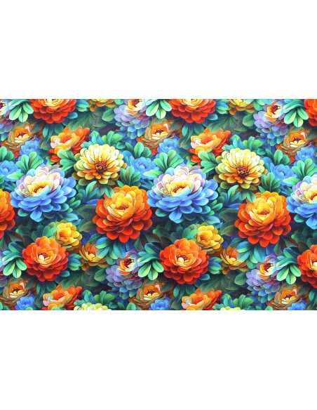 Tissu Gabardine Viscose Imprimé Fleur Rosa Orange de Qualité, Tissu au mètre, Tissu pas cher - Alltissus.com