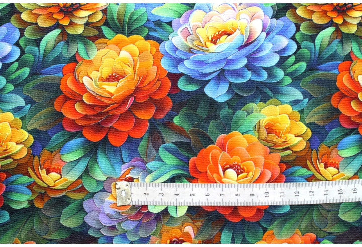 Tissu Gabardine Viscose Imprimé Fleur Rosa Orange de Qualité, Tissu au mètre, Tissu pas cher - Alltissus.com