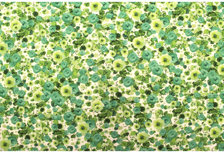 Tissu Gabardine Viscose Imprimé Fleur Poppies Vert de Qualité, Tissu au mètre, Tissu pas cher - Alltissus.com