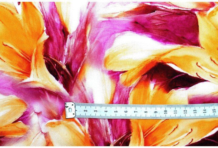 Tissu Gabardine Viscose Imprimé Fleur Grande Lys Fuchsia de Qualité, Tissu au mètre, Tissu pas cher - Alltissus.com