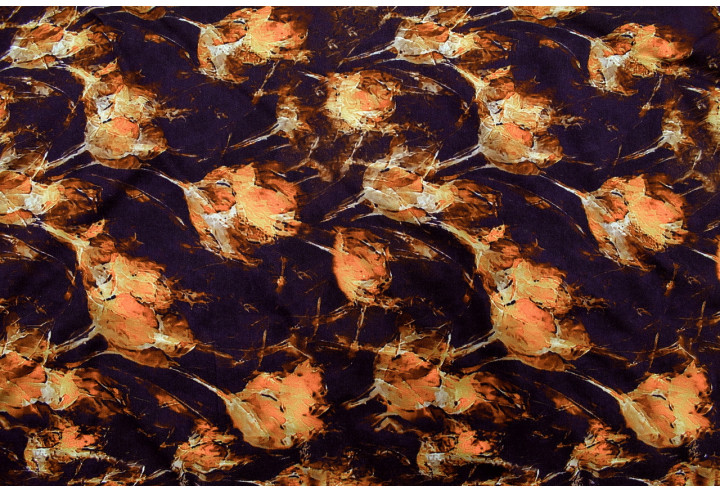 Tissu Gabardine Viscose Imprimé Fleur Fire Noir de Qualité, Tissu au mètre, Tissu pas cher - Alltissus.com