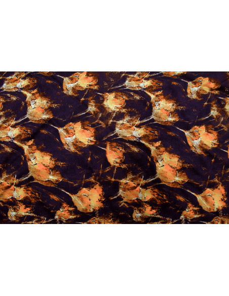 Tissu Gabardine Viscose Imprimé Fleur Fire Noir de Qualité, Tissu au mètre, Tissu pas cher - Alltissus.com
