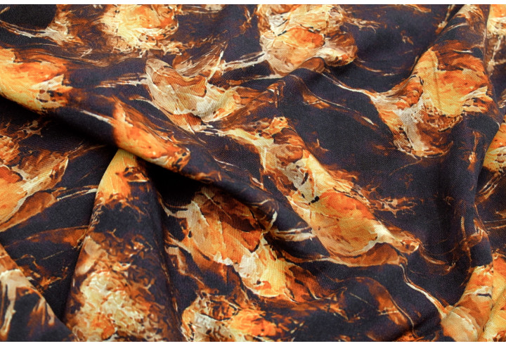 Tissu Gabardine Viscose Imprimé Fleur Fire Noir de Qualité, Tissu au mètre, Tissu pas cher - Alltissus.com