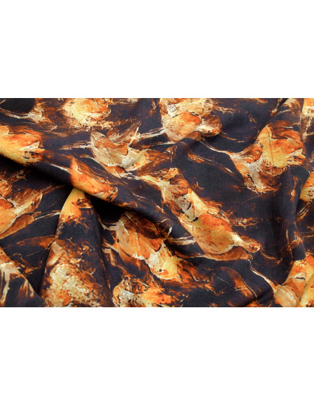 Tissu Gabardine Viscose Imprimé Fleur Fire Noir de Qualité, Tissu au mètre, Tissu pas cher - Alltissus.com