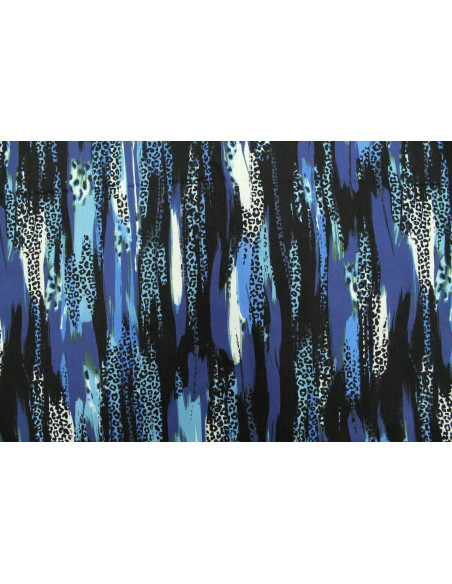 Tissu Gabardine Viscose Imprimé Rayure Félin Bleu de Qualité, Tissu au mètre, Tissu pas cher - Alltissus.com