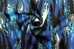 Tissu Gabardine Viscose Imprimé Rayure Félin Bleu de Qualité, Tissu au mètre, Tissu pas cher - Alltissus.com