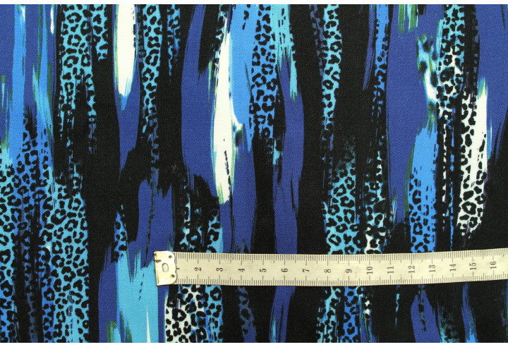 Tissu Gabardine Viscose Imprimé Rayure Félin Bleu de Qualité, Tissu au mètre, Tissu pas cher - Alltissus.com