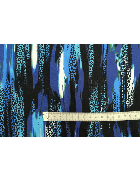 Tissu Gabardine Viscose Imprimé Rayure Félin Bleu de Qualité, Tissu au mètre, Tissu pas cher - Alltissus.com